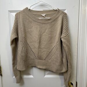 NWOT Aeropostale Tan Crew Neck Sweater with Ribbed Texture like new